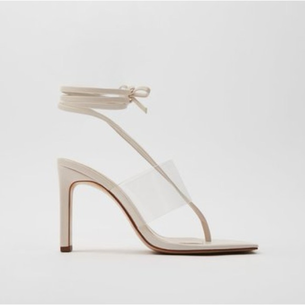 ZARA HEELS WITH THIN LEATHER CROSSED STRAPS